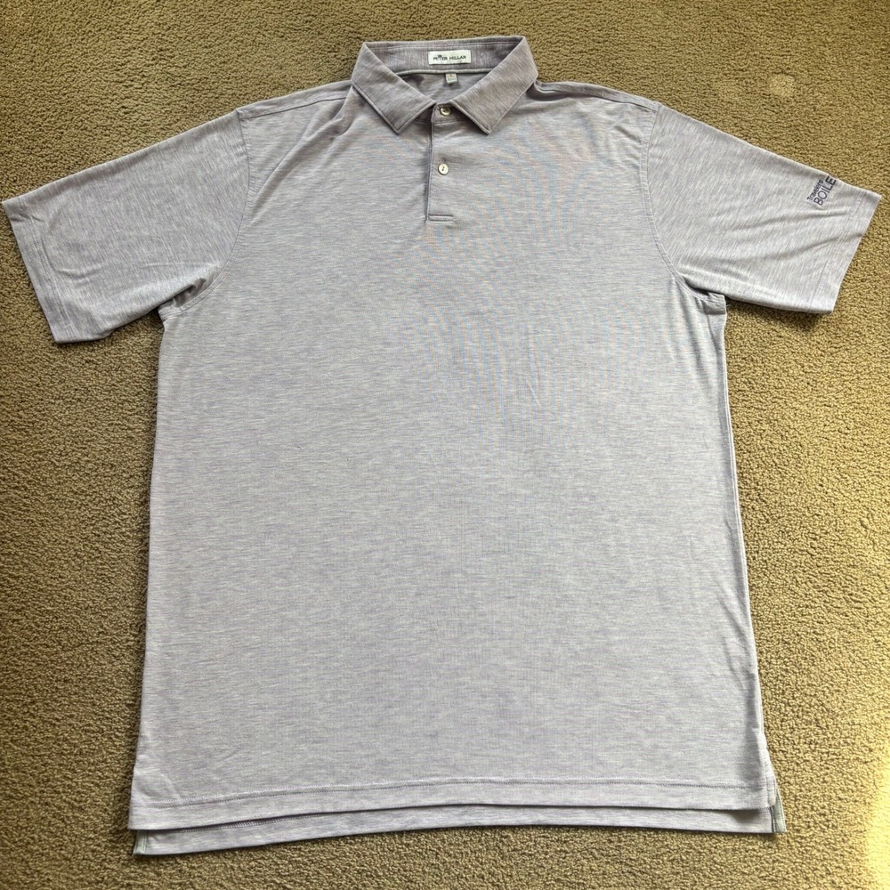 Peter Millar Polo Men's Large Gray Purple Performance Golf